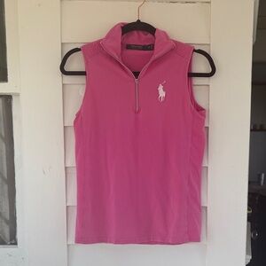 Ralph Lauren Hot Pink Sleeveless Quarter-Zip Polo